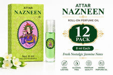Paquete de 12 aceites de perfume Nemat Nazneen Roll On Attar de 8 ml cada uno de jazmín nostálgico fresco