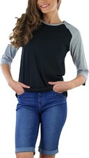 Camisetas de béisbol ToBeInStyle clásicas de algodón de dos colores para mujer