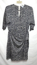Vestido para mujer Calvin Klein estilo envolvente estampado animal 14 negro blanco nuevo con etiquetas