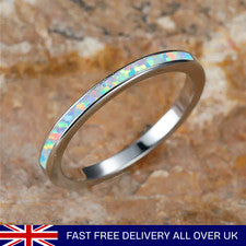 Anillos de plata de ley de piedra de ópalo de fuego blanco joyas de boda para mujer