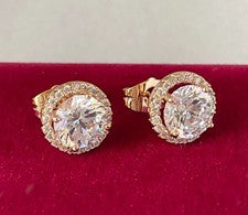 Pendientes de lujo pendientes circonita cristal 750 laminado oro 18K chapado en oro 11mm