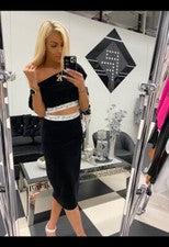 Conjunto Falda + Top Terciopelo Negro Sexy Talla S/M, Paparazzie Moda Damas