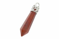 Joyería de encaje rojo jaspe colgante de piedras preciosas ojal colores plata 34x8 mm - HS1031