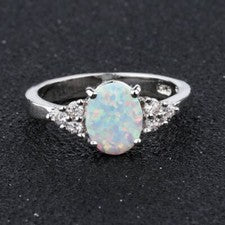 Anillo de boda hecho a mano de plata de ley 925 con piedra de ópalo etíope natural para regalo