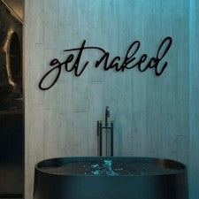 Letrero de madera Get Naked decoración de pared puerta de pasillo casa pegatina negra