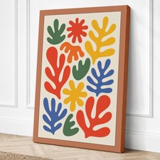 Arte de pared con forma de coral orgánico boho lienzo decoración del hogar listo para colgar