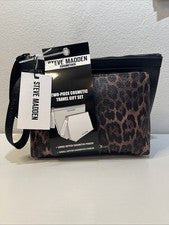 Steve Madden Muñequera y Bolsa de Cosméticos Maquillaje Bolsa de Viaje, Conjunto de 2 piezas Estampado de Animales Nuevo