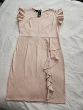 Vestido Oxiuly Moda Para Mujer Manga Gorra Cuello en V Lápiz Rosa Claro Talla XL NUEVO CON ETIQUETAS