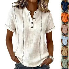 Camisa Cuello V Manga Corta Primavera 2026 Moda Poliéster Tela Material