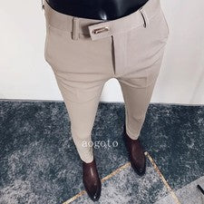 Para hombres Informal Negocios Vestido Pantalones Social Sólido Boda Fiesta Traje Pantalones Calce Ajustado