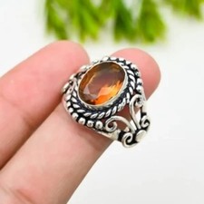 Anillo de plata esterlina 925 con piedras preciosas de citrino hecho a mano anillo de joyería regalo para esposa