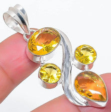 AMARILLO C I T R I N PIEDRA PRECIOSA JOYERÍA COLGANTE MANO 925 ESTERLINA