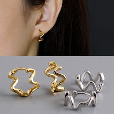 Pendientes criollos en zigzag de plata de ley 925 para mujer y niña en zigzag