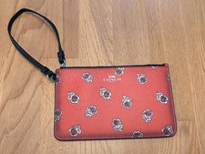 NUEVO SIN ETIQUETAS COACH Bolso Cartera Muñequera Pequeño Estampado Rosa Sienna para Mujer