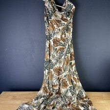Vestido para mujer Cupshe blanco verde marrón hojas un hombro talla mediana
