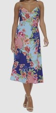 Vestido midi sin mangas Guess para mujer azul torcido cuello corazón talla 12