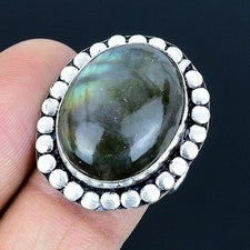Anillo de joyería de plata esterlina 925 hecho a mano con piedras preciosas...