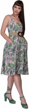 Collectif KIMBERLY Tropical PINK FOREST Palmenblätter SWING Kleid Rockabilly