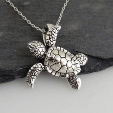 Collar Tortuga Marina Bebé - Plata de Ley 925 - Colgante 3D Tortugas Marinas