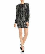 Vestido para mujer $188 Aqua lentejuelas rayas cóctel negro multi M nuevo con etiquetas