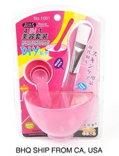4 en 1 Hágalo Usted Mismo Máscara Facial Cuidado de la Piel Cuenco Cepillo Cuchara Palo Juego de Herramientas Rosa