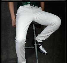Primavera Para Hombres Punk Discoteca Motocicleta Imitación Cuero Pantalones Moda Pantalones Coreanos