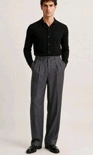 Pantalones EJ Samuel Italia, Superior 150's Lujo Gris/Negro 46L/40W, NUEVO Cintura 36"