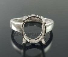 Anillo de astilla de ley 925-8X10 mm ovalado semi-anillo de montaje-sin anillo de piedras preciosas