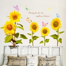 Pegatina de Pared Decoración del Hogar Mural Autoadhesiva Impermeable Baño Girasol