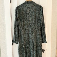 Vestido Everly Para Mujer S Verde Líneas Animales Doble Pierna Aberturas Elegante
