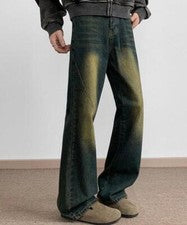 Pantalones largos sueltos informales juveniles de moda retro lavados para hombre
