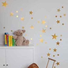 GOLD STARS - Cantidad 40 calcomanías de pared de vinilo extraíbles tamaño mixto decoración del hogar