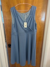 Vestido para mujer Grace Karin azul claro imitación envolvente sin mangas cremallera talla 24W