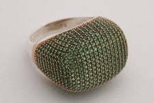 Anillo Elit Turco Joyería Redonda Circón Esmeralda Plata de Ley 925 Tamaño