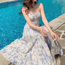 Moda Para Mujer Vestido Floral Sin Mangas Línea A Playa Fiesta Princesa Vacaciones Vestido Largo