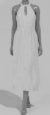 Maxi Vestido Kensie Para Mujer Plateado Metálico Tejido Cerradura Plisado Recorte Talla 4