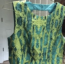 Vestido Muse Nuevo con Etiquetas Para Mujer 6 Algodón SL Azul Verde Estampado Reptil con Recorte Espalda