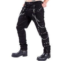 Pantalones góticos de moda para hombre Pantalones cadena de metal Punk Rock Pantalones sueltos informales nuevos