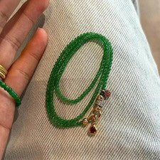 Collar Gargantilla Piedra Lujo Estilo Vintage Natural Calcedonia Verde Cuentas Mujer