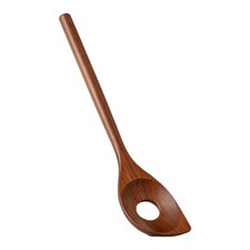 Cuchara de madera de acacia diseño hoja pequeña utensilio de madera maciza material de acacia premium