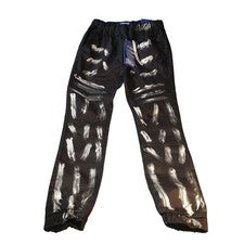 Pantalones deportivos Demolition Fashion para hombre M negros blancos pintados gráficos nuevos con etiquetas