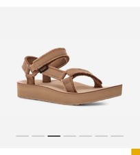 Sandalia de lona universal Teva Midform nueva en caja talla UK 9 ojo de tigre tostado PVP £65