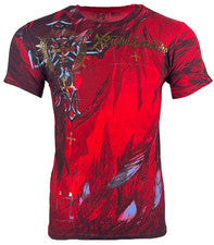 Camiseta Xtreme Couture By Affliction Para Hombre Doman Oscuro Motociclista Rojo Tatuaje S-5XL