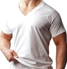 Christopher Hart Players Camisetas Algodón Cuello en V Blanco (Paquete de 2) Grandes y Altas