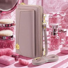 Cartera bandolera para mujer con correa - Bolso sin asas de cuero PU rosa
