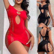 Vestido de red para mujer talla única ceñido a la figura minivestido de alta elasticidad ropa de dormir