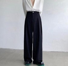 Hombre Otoño Moda Metal Decoración Suelto Negro Traje Pantalones Juveniles Informales Pantalones
