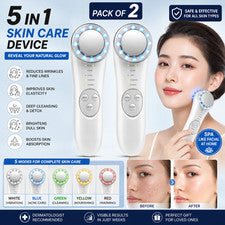 Paquete de 2 Masajeador Facial LED 5 en 1 Dispositivo de Cuidado de la Piel Herramienta de Belleza Anti Envejecimiento