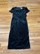 Vestido de terciopelo vintage Betsy's Things para mujer talla 8 negro bordado terciopelo nuevo con etiquetas nuevo en