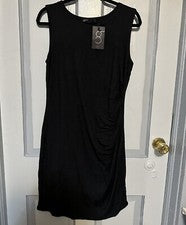 Vestido sin mangas Gibson plisado lateral para mujer talla M negro nuevo